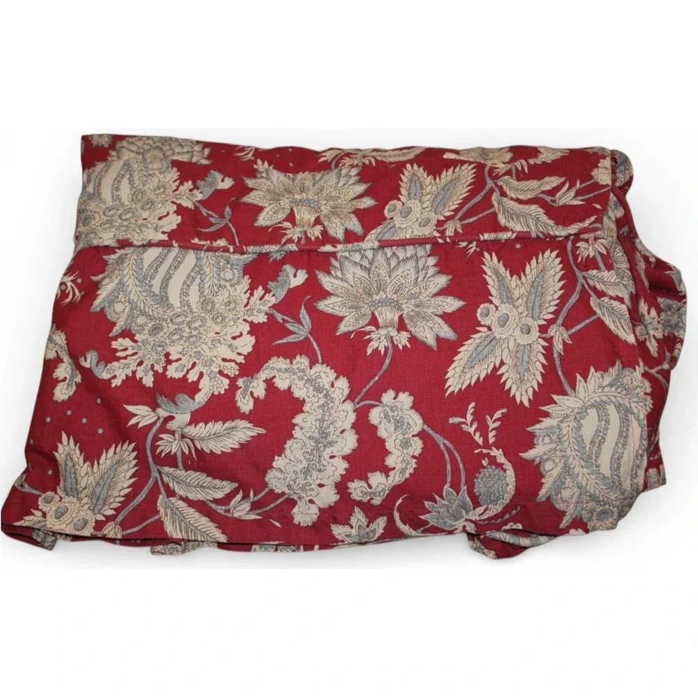 Pottery Barn Margaret Palampore Red California King Bedskirt Dust Ruffle Linen